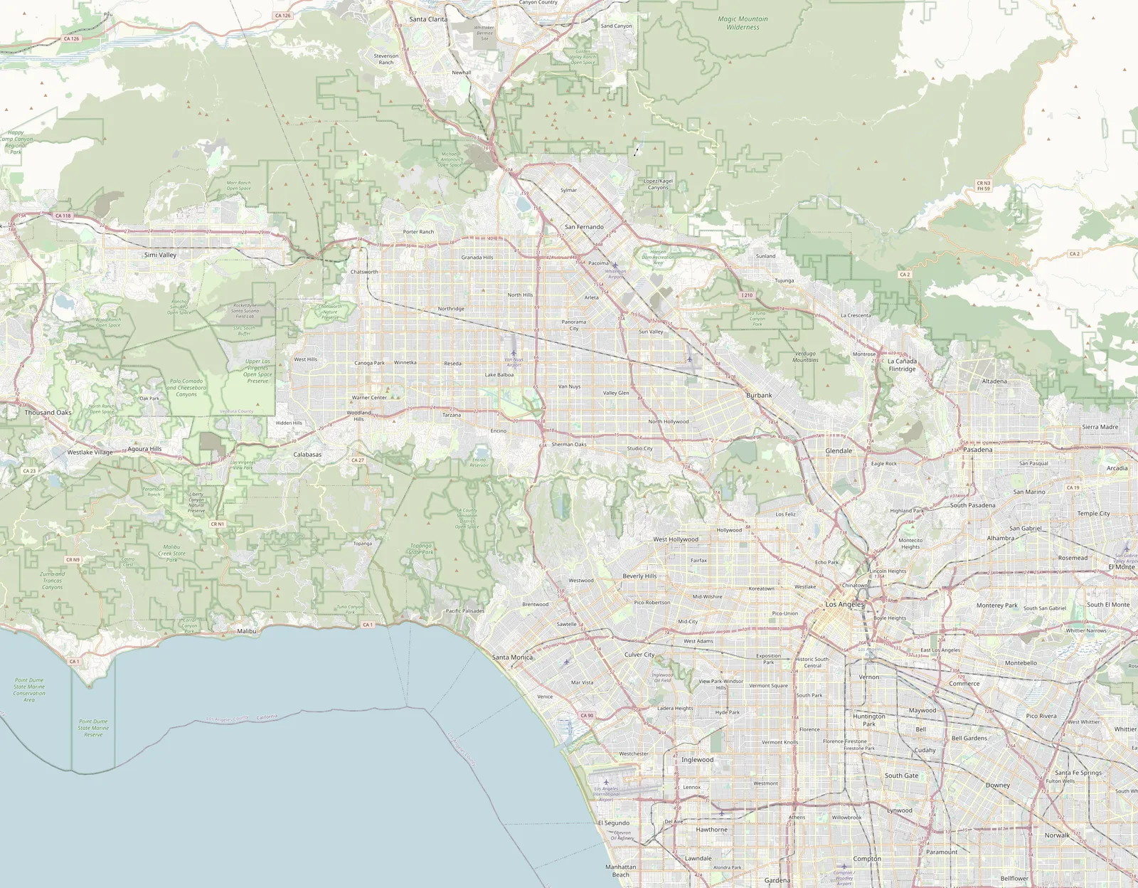 Map of the San Fernando Valley and surrounding Los Angeles neighborhoods with a fifteen-mile circle around Sherman Oaks